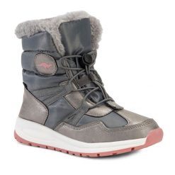 Śniegowce juniorskie KangaROOS K-PE Ski RTX. Szare śniegowce Kangaroos, bez zapięcia. Za 239.99 zł.