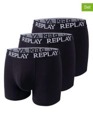 Replay Bokserki (3 pary) w kolorze czarnym rozmiar: M. Czarne bokserki Replay, m, bez wzorów. Za 79.59 zł.