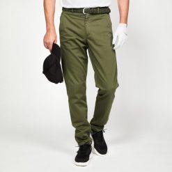 Spodnie do golfa chino męskie Inesis MW500 bawełniane. Brązowe eleganckie spodnie INESIS, l, z bawełny, sportowe. Za 119.99 zł.