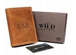 Portfel koniakowy Always Wild N4-P-CHM-1003 COGNAC. Brązowe portfele Always Wild, bez wzorów, z nubiku. Za 50.00 zł.