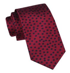 Modny Męski Krawat - Alties - Grochy na Ciemnoczerwonym Tle. Czerwone krawaty i muchy Alties, bez wzorów, z tkaniny. Za 49.00 zł.