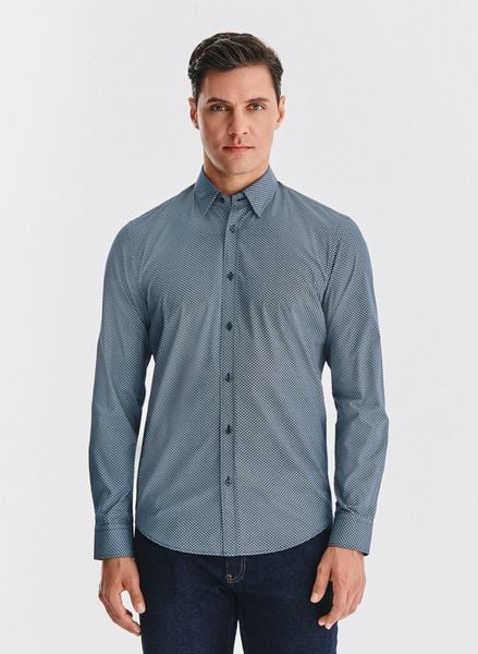 PAKO LORENTE – Bawełniana koszula w mikrowzór. Koszule Pako Lorente, m, bez wzorów, z bawełny, bez kołnierzyka, bez ramiączek. Za 299.99 zł.