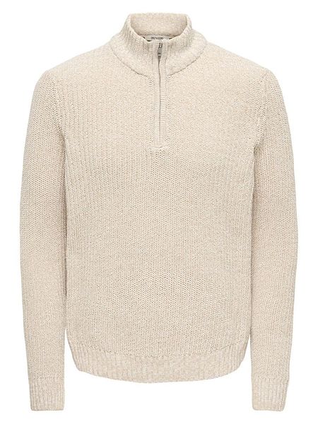 ONLY & SONS Sweter "Jion" w kolorze beżowym rozmiar: M. Brązowe swetry nierozpinane Only & Sons, m, bez wzorów, ze splotem, bez kołnierzyka, bez ramiączek. Za 144.95 zł.