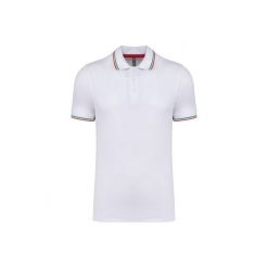 Dzianinowa koszulka polo Kariban. Białe koszulki polo KARIBAN, m, bez wzorów, z dzianiny, bez kołnierzyka, bez ramiączek. Za 160.50 zł.