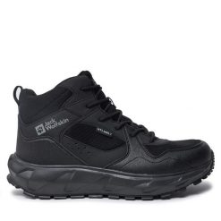 Trekkingi Jack Wolfskin. Czarne botki sznurowane Jack Wolfskin, bez wzorów, bez obcasa, bez zapięcia. Za 279.99 zł.