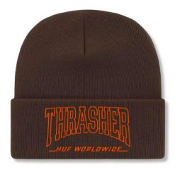Czapka zimowa męska HUF x Thrasher Field Crew. Brązowe czapki zimowe HUF, bez wzorów. W wyprzedaży za 87.00 zł.