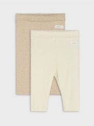 Bawełniane legginsy 2 pack - beżowy. Brązowe legginsy długie sportowe Sinsay, l, bez wzorów, z bawełny. Za 19.99 zł.