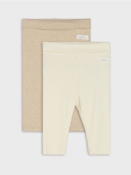 Bawełniane legginsy 2 pack - beżowy. Brązowe legginsy długie sportowe Sinsay, l, bez wzorów, z bawełny. Za 19.99 zł.