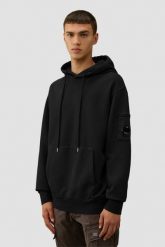 C.P. COMPANY Czarna bluza męska Sweat Hooded, Rozmiar XXL. Czarne bluzy C.P. Company, m, bez wzorów, z bawełny, bez kaptura. W wyprzedaży za 688.99 zł.