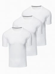 Zestaw męskich t-shirtów z okrągłym dekoltem – biały V1 Z102 - XXL. Białe t-shirty Ombre Clothing, l, bez wzorów, z bawełny, bez kołnierzyka, bez ramiączek. W wyprzedaży za 139.99 zł.