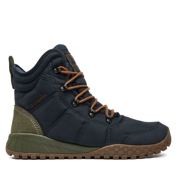 Trekkingi Columbia. Niebieskie botki sznurowane Columbia, bez wzorów, bez obcasa, bez zapięcia. Za 399.99 zł.