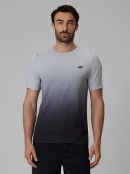 4F Koszulka treningowa regular szybkoschnąca męska - szara XXL. Szare t-shirty 4F, m, bez wzorów, z materiału, bez kołnierzyka, bez ramiączek. Za 129.99 zł.