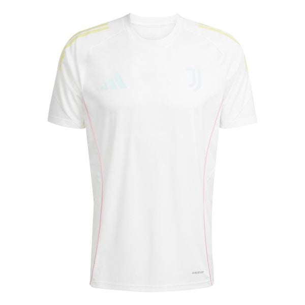 Koszulka treningowa Juventus Turyn 2025/26. Białe t-shirty sportowe Adidas, bez wzorów, bez ramiączek, do piłki nożnej. Za 220.00 zł.