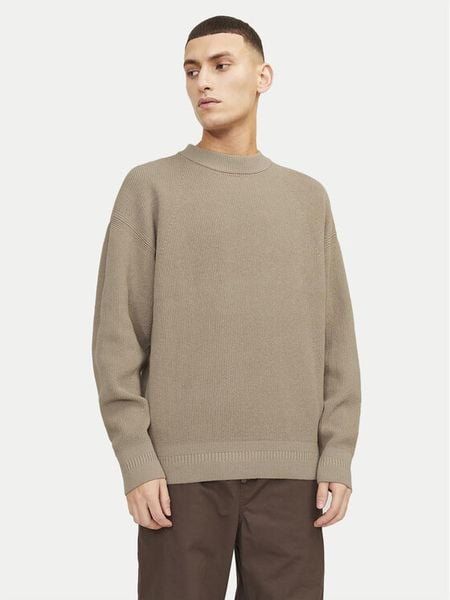 Jack & Jones Sweter 12260041 Beżowy Relaxed Fit. Brązowe swetry rozpinane Jack & Jones, l, bez wzorów, z bawełny, bez kołnierzyka, bez ramiączek. Za 119.99 zł.