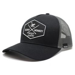 Czapka Trucker - 5 paneli / Recykling / Dorośli / Jeden rozmiar (Czarny/Ołów). Fioletowe czapki z daszkiem SURF MONKEY, z aplikacjami. Za 159.95 zł.