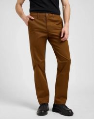 MESKIE SPODNIE LEE REGULAR CHINO QUAIL BROWN 112370608. Brązowe eleganckie spodnie Lee, l, z materiału. Za 219.99 zł.