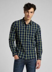 KOSZULA MĘSKA LEE RIDER SHIRT LEMON L856KRQG 112122573. Koszule Lee, l, bez wzorów, bez kołnierzyka, bez ramiączek. Za 129.99 zł.