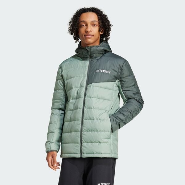 Kurtka Terrex Multi Light Down Hooded. Zielone kurtki Adidas, xl, bez wzorów, z materiału, bez kaptura. W wyprzedaży za 554.35 zł.
