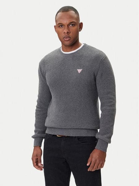 Guess Sweter M4BR30 Z3HM1 Szary Regular Fit. Szare swetry rozpinane Guess, m, z aplikacjami, z bawełny, bez kołnierzyka, bez ramiączek. Za 349.99 zł.