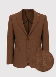 PAKO LORENTE – Brązowa marynarka casualowa o widocznej fakturze. Brązowe garnitury Pako Lorente, na co dzień, bez wzorów, z wełny. Za 769.99 zł.
