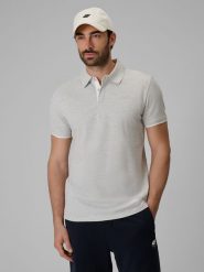 4F Koszulka polo regular męska - szara XXL. Szare koszulki polo 4F, m, bez wzorów, z bawełny, bez kołnierzyka, bez ramiączek. Za 99.99 zł.