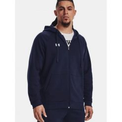 Bluza Męska Rozpinana Sportowa Under Armour Rival Fleece Fz Hoodie. Niebieskie bluzy bez kaptura Under Armour, m, bez wzorów, bez kaptura. Za 349.99 zł.