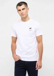 Męski T-Shirt Mustang Style Austin Bright White 1016494 2007. Białe t-shirty Mustang, m, bez wzorów, bez kołnierzyka, bez ramiączek. Za 79.99 zł.
