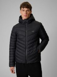 4F Kurtka z wypełnieniem syntetycznym męska - czarna S. Czarne kurtki 4F, m, bez wzorów, z materiału, bez kaptura. Za 269.99 zł.