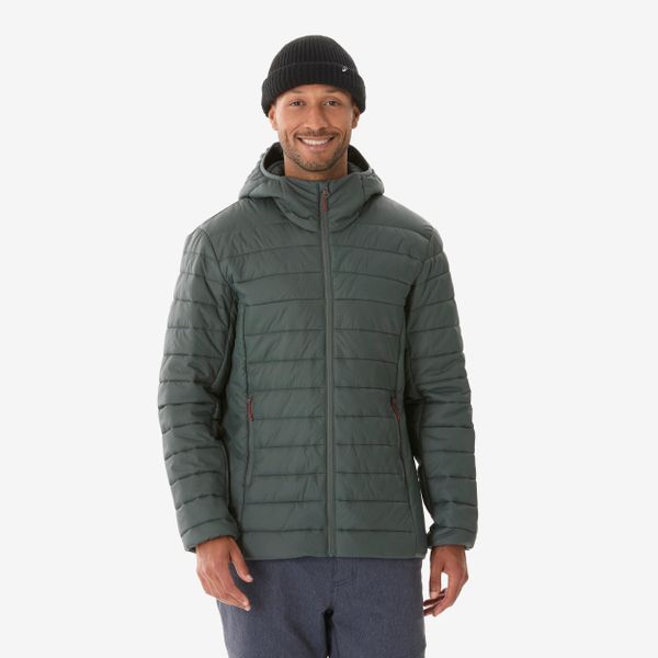Kurtka turystyczna męska Quechua MH500. Zielone kurtki QUECHUA, l, bez wzorów, z materiału, tenisowe. Za 199.99 zł.