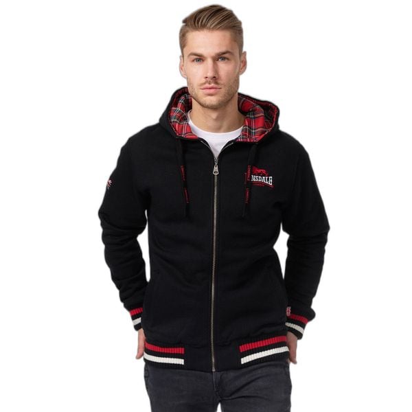 Bluza z kapturem i zamkiem błyskawicznym Lonsdale Lancaster. Czarne bluzy Lonsdale, m, z aplikacjami, z dresówki, z kapturem. Za 425.50 zł.