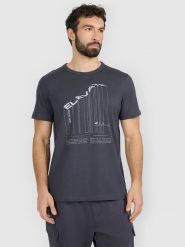 4F T-shirt regular z nadrukiem męski - szary M. Szare t-shirty 4F, m, bez wzorów, z bawełny, bez kołnierzyka, bez ramiączek. Za 69.99 zł.