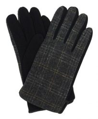 Grafitowo-Carne Męskie Eleganckie Rękawiczki -Pako Jeans- Jesienno-Zimowe, Materiałowe w Kratkę. Szare rękawiczki Pako Jeans, na zimę, bez wzorów, z jeansu. Za 47.00 zł.