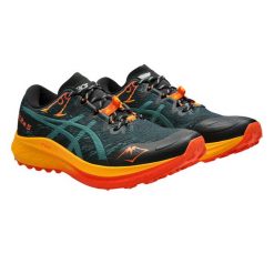 Męskie Buty Do Biegania Fuji Lite 5. Niebieskie buty turystyczne ASICS, bez wzorów, z gumy, bez zapięcia, do biegania. Za 779.99 zł.