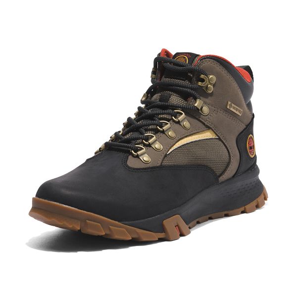 Trzewiki Timberland Mt Lincoln Peak Mid Gtx Black wodoodporne z GORE-TEX. Czarne buty trekkingowe Timberland, bez wzorów, z gore-texu, bez zapięcia. W wyprzedaży za 599.90 zł.