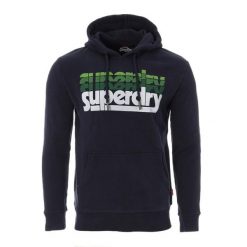 Bluza z kapturem Superdry Stacked. Niebieskie bluzy z kapturem Superdry, l, bez wzorów, z materiału, z kapturem. Za 381.50 zł.