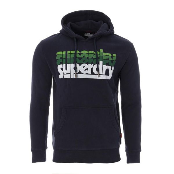 Bluza z kapturem Superdry Stacked. Niebieskie bluzy z kapturem Superdry, m, bez wzorów, z bawełny, z kapturem. Za 381.50 zł.