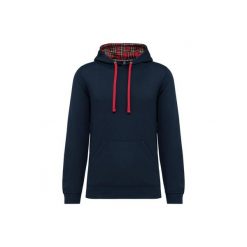 Wzorzysta bluza z kontrastowym kapturem Kariban. Niebieskie bluzy z kapturem KARIBAN, m, bez wzorów, z bawełny, z kapturem. Za 246.50 zł.