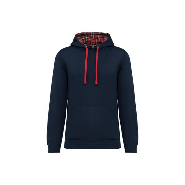 Wzorzysta bluza z kontrastowym kapturem Kariban. Niebieskie bluzy z kapturem KARIBAN, xs, bez wzorów, z bawełny, z kapturem. Za 197.50 zł.
