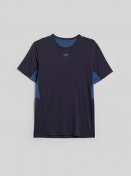 4F Koszulka trenignowa regular szybkoschnąca męska - niebieska M. Niebieskie t-shirty 4F, bez wzorów, bez ramiączek, na fitness i siłownię. Za 129.99 zł.