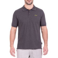 Koszulka polo w kolorze ciemnoszarym. Koszulki polo marki Jeep, z aplikacjami, polo, z krótkim rękawem. W wyprzedaży za 69.95 zł.