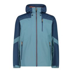 Kurtka nieprzemakalna z stałym kapturem CMP. Niebieskie kurtki CMP, bez wzorów. Za 619.35 zł.