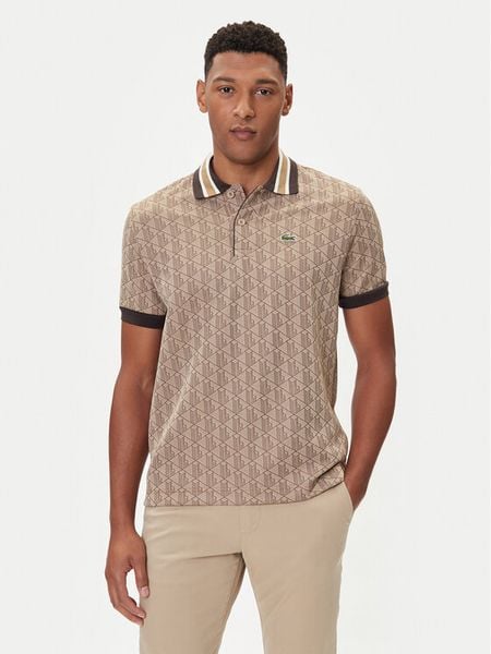 Lacoste Polo DH1417 Beżowy Regular Fit. Brązowe koszulki polo LACOSTE, m, bez wzorów, z syntetyku, bez kołnierzyka, bez ramiączek. Za 639.99 zł.