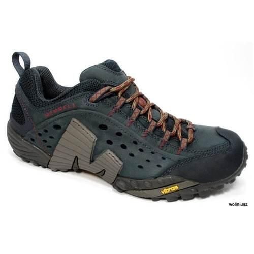 Buty trekkingowe męskie Merrell Intercept. Szare trekkingi Merrell, bez wzorów, z gumy, bez zapięcia. Za 699.00 zł.