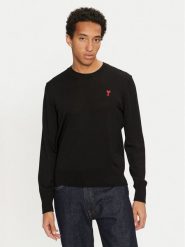 AMI PARIS Sweter BFHKS111.KN0025 Czarny Regular Fit. Czarne swetry rozpinane AMI PARIS, m, bez wzorów, z wełny, bez kołnierzyka, bez ramiączek. Za 1,169.00 zł.