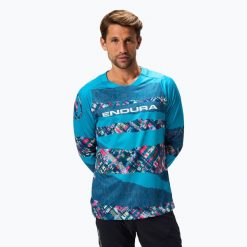 Longsleeve rowerowy męski Endura Ltd Printed barra. Niebieskie bluzki z długim rękawem ENDURA, m, bez wzorów, bez kołnierzyka, bez ramiączek. Za 199.99 zł.