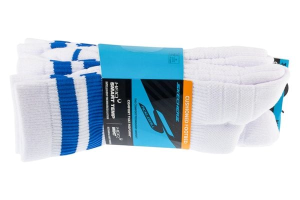 Skarpetki sportowe męskie 3pk Mens PF PBall Crew Socks. Białe skarpetki sportowe Skechers, bez wzorów, z bawełny. Za 119.99 zł.