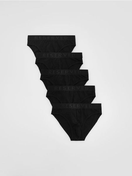 Bawełniane slipy 5 pack - czarny. Czarne slipki Reserved, l, bez wzorów, z bawełny. Za 99.99 zł.