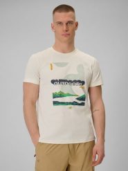 4F T-shirt regular z nadrukiem męski - biały M. Białe t-shirty 4F, m, bez wzorów, z bawełny, bez kołnierzyka, bez ramiączek. W wyprzedaży za 59.99 zł.