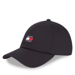 Czapka z daszkiem Tommy Jeans. Czarne czapki z daszkiem Tommy Jeans, bez wzorów, z jeansu. Za 99.99 zł.