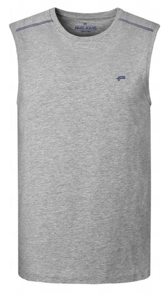 Letni Bezrękawnik Męski (Tank Top) - Pako Jeans - Popielaty. Szare bezrękawniki Pako Jeans, l, bez wzorów, z bawełny, bez kołnierzyka, bez ramiączek. Za 59.00 zł.